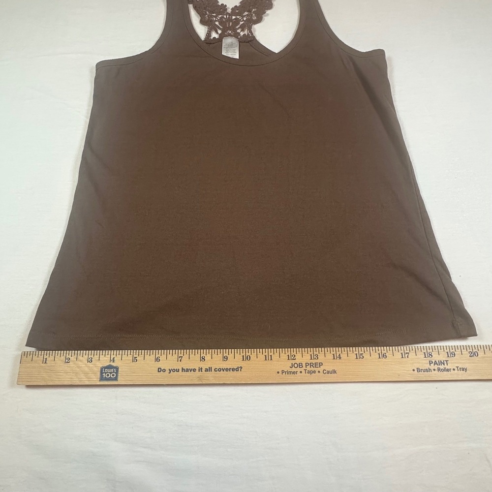 Women's Brown Crochet Racerback Tank Top Casual Summer Everyday Size Large - Picture 7 of 7